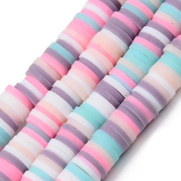 1 Strand, 6mm, Heishi Beads, Environmental Handmade Polymer Clay Beads, Disc/Flat Round  in Multi Shades